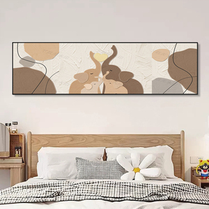 现代轻奢卧室儿童房装饰画北欧动物男孩女孩床头大象挂画房间公寓