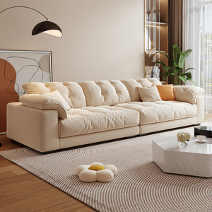 IKEA宜家奶油风布艺云朵沙发现代客厅直排小户型简约轻奢科技家用