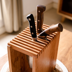 实木刀架木质菜刀架子刀具置物架刀座大容量厨房通风防霉沥水刀架