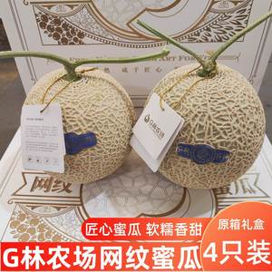 日本品种G林农场匠心网纹蜜瓜原箱礼盒4颗当季新鲜玫珑哈密瓜水果