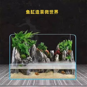 水陆两栖生态缸超白鱼缸植物造景缸微景观斜口圆角造景缸乌龟缸