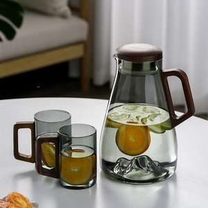 冷水壶玻璃耐高温家用大容量凉水杯壶套装耐热防摔扎壶客厅凉茶壶