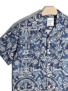波西米亚风古巴领设计夏季男士时尚夏威夷碎花沙滩休闲短袖花衬衫