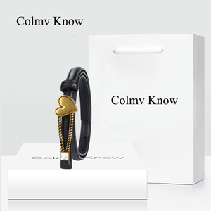 Colmv Know官网新款女士腰带牛皮皮带百搭大衣毛衣连衣裙装饰超细