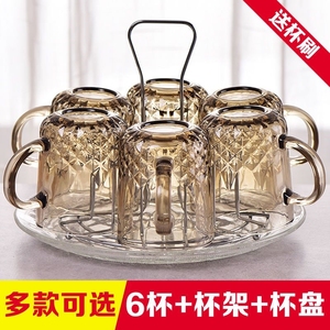玻璃杯家用杯子水杯套装客厅啤酒杯家庭透明耐热客人喝水茶杯一套