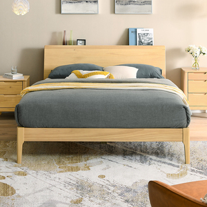 喜梦宝全实木床现代简约卧室1.5米床1.8米双人床置物床主卧双人床