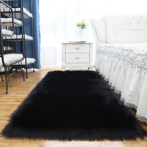 黑色长毛绒地毯卧室毛毯纯色轻奢高级仿羊绒客厅阳台沙发加厚地垫