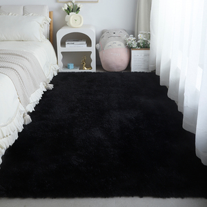 纯黑色长毛绒地毯服装产品拍照摄影吸光道具大面积满铺客厅卧室毯