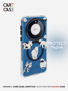 CARECASE 蓝色小羊防摔磁吸手机壳 适用于华为Mate 60 60 Pro+ 挂绳孔原创设计 独立按键高级感 无线磁吸充电