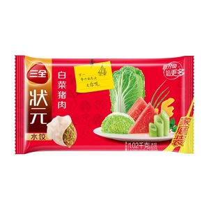 三全状元水饺 白菜猪肉 6袋 速冻饺子 方便速食食品60只1.02kg/袋