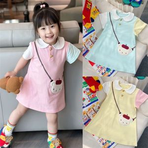 新款童装24春夏日系女童可爱设计小熊背包Polo裙宽松休闲甜美衣服
