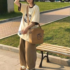 夏季日系套装女学生宽松原宿风字母印花短袖T恤+九分阔腿裤两件套