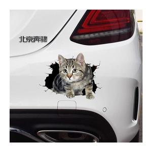 创意个性3D立体小猫汽车贴纸 可爱搞怪猫咪遮挡车身车尾划痕刮痕