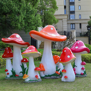 户外仿真蘑菇摆件玻璃钢园林景观雕塑小品花园庭院幼儿园植物装饰
