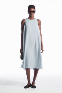 COS女装 标准版型无袖连衣裙雾霾蓝2024夏季新款长裙1085148007