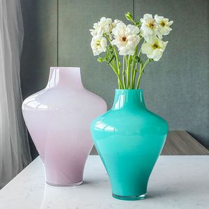 RR 轻奢简约设计圆口艺术造型北欧风透明玻璃花瓶玄关卧室摆件
