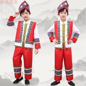 新潮少数民族服装儿，童壮族舞蹈表演服男女苗族演出服傣族葫芦丝