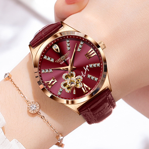 进口瑞士正品牌浪琴女士手表机械表真钻镂空时尚超薄防水腕表