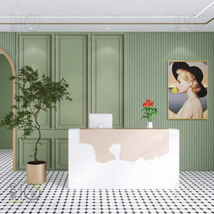 法式沙发卧室墙纸3d绿色石膏线格栅墙布服装美容院前台背景墙壁纸