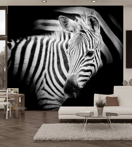 简约现代电视背景墙壁纸客厅卧室黑白斑马壁画3d北欧创意艺术墙纸