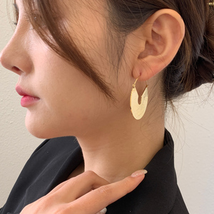 正品9999纯银耳环感耳圈2021年夏季感轻奢钛耳饰设计潮酷扇形耳环