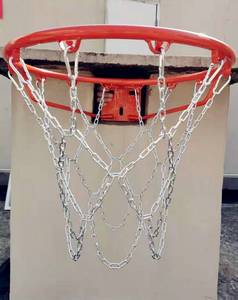 高档红色金属篮网不锈钢篮球网篮网兜圈穿线篮网铁链篮球框铁网绳