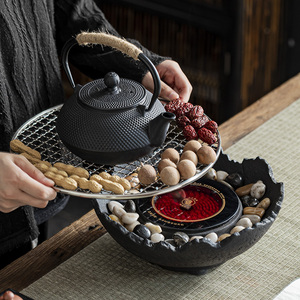 铁壶铸铁茶壶围炉煮茶壶煮茶器下午茶家用电陶炉煮茶烧水壶小丁炉