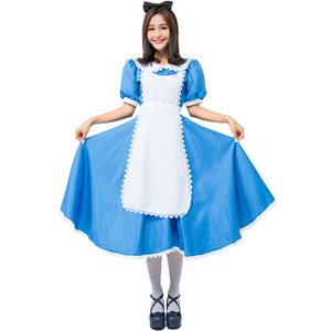 新款爱丽丝cosplay动漫女仆装出口日本分码蓝色女佣服万圣服