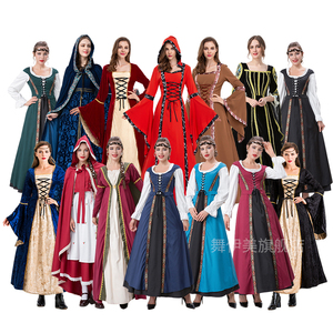 新款复古欧洲中世纪服贵族宫廷长裙万圣节服成人女舞台表演演出服