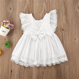 0-5Y Kids Girls White Dress Baby Summer Clothing Children La