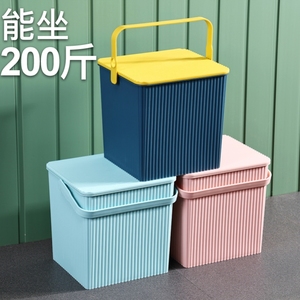 日本MUJIE方形桶塑料桶玩具收纳桶水桶凳可坐洗浴篮子手提储物桶