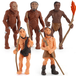 跨境仿真人类进化史模型玩具公仔原始部落野人 猿人静态沙盘摆件