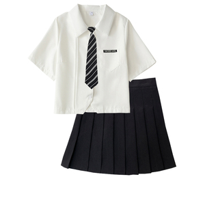 夏季新款日系JK衬衫女套装短袖领带上衣学院风甜美百搭高中生礼服