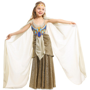 品色服饰出口亚马逊万圣节服装古埃及神话长裙儿童埃及法老舞台服