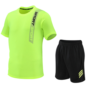 晨跑运动套装男士夏天短袖短裤薄款透气速干吸汗健身跑步训练衣服