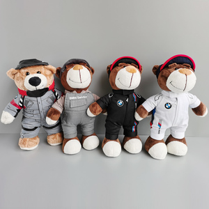 宝马BMW公仔熊玩偶头盔娃娃小熊摩托车挂尾箱装饰礼品熊毛绒玩具