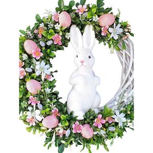 复活节彩蛋花环门前布置挂饰复活节装饰派对道具兔子挂件藤圈花环