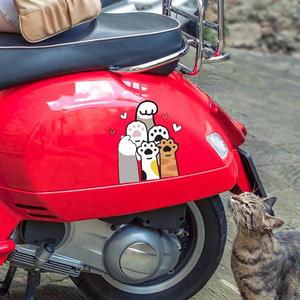 卡通猫爪贴画车身装饰摩托贴纸爪子比心小贴花改造车头踏板搞笑贴