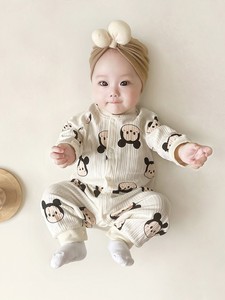 戴维贝拉0-18个月婴儿服秋装纯棉外出超萌男女宝宝连体衣新生儿衣