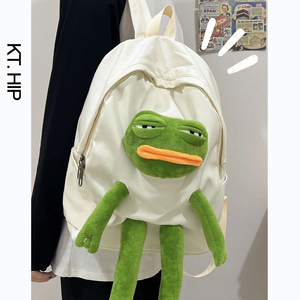 个性搞怪书包女可爱青蛙玩偶双肩韩版大容量高中学生背包开学礼物