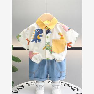 男童夏季套装宝宝夏装1一2-3-4岁男孩夏天衣服儿童衬衫短袖两件帅