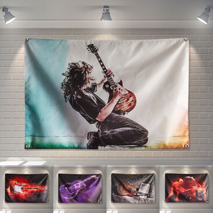 摇滚音乐民谣酒吧电吉他背景布挂布琴行排练工作室墙面装饰挂旗