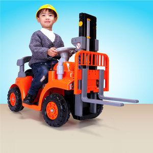 儿童叉车玩具大号电动可坐可骑2-6岁男孩挖掘机四轮充电工程汽车