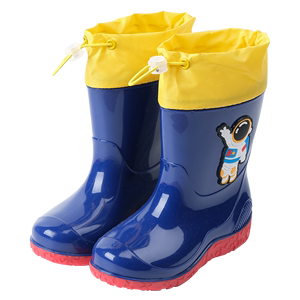 宇航员儿童高筒雨鞋男童保暖胶鞋女童宝宝新款雨靴幼儿园防水胶鞋