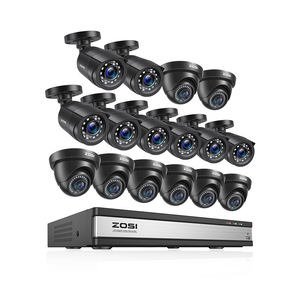 ZOSI跨境CCTV camera工厂车间模拟摄像头200万夜视监控摄像头套装
