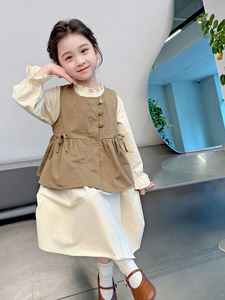 巴拉巴拉女童春装套装女宝宝春款时尚洋气裙子马甲韩版两件套儿童