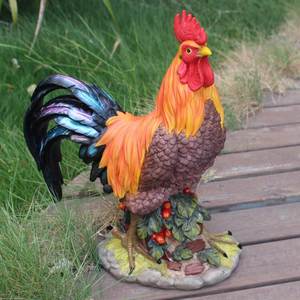 创意仿真大公鸡摆件树脂陶瓷母鸡雕塑生肖动物庭院家居装饰工艺品
