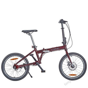 日顿传动轴自行车20寸新款无链条传动轴碟刹版内三速超轻折叠酒红