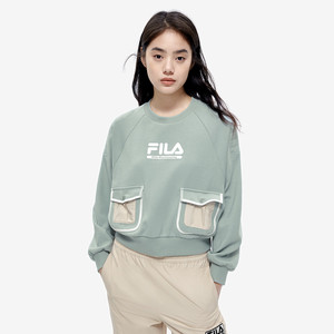 FILA 斐乐潮牌女款运动上衣 2023春新款针织连帽卫衣T11W217207F