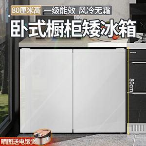 卧式矮冰箱风冷无霜一级能效变频小型家用超薄嵌入吧台双开门冰柜